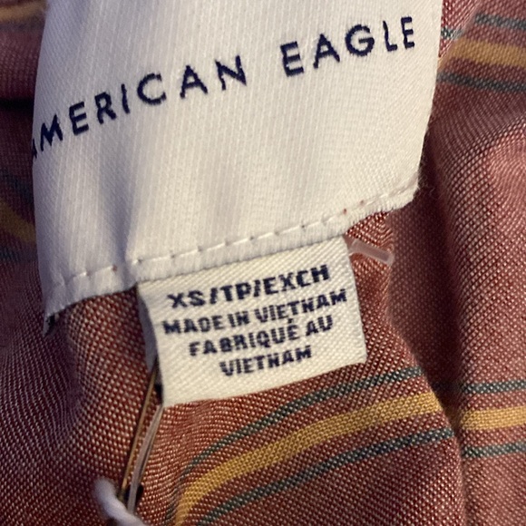 American Eagle-NWT- Mauve-Size XS- Long Sleeve Button Down-Front Tie -Oversized - Picture 8 of 11